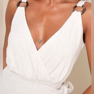 NEW NEVER WORN+TAGS
Olia Beige mini dress w versatile wrap (front / side /back)